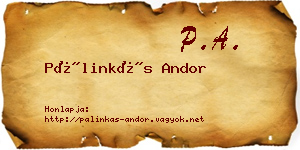 Pálinkás Andor névjegykártya
